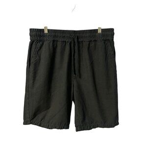 Allsaints Drawstring Shorts Mens Large Black Casual Fit linen Blend Lightweight